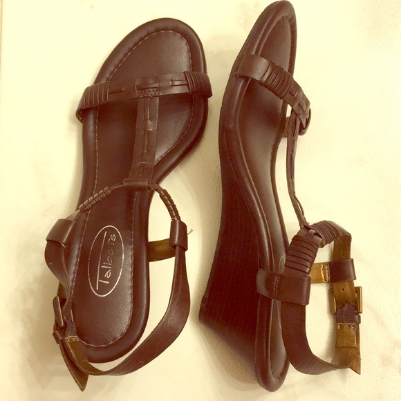 Talbots Leather Wedge sandals size 5.5/6 - Picture 1 of 3
